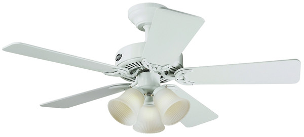 Hunter Southern Breeze Series 51010 Ceiling Fan, 5-Blade, Bleached Oak/White Blade, 42 in Sweep, Fiberboard Blade [SKU: ORG5119631]