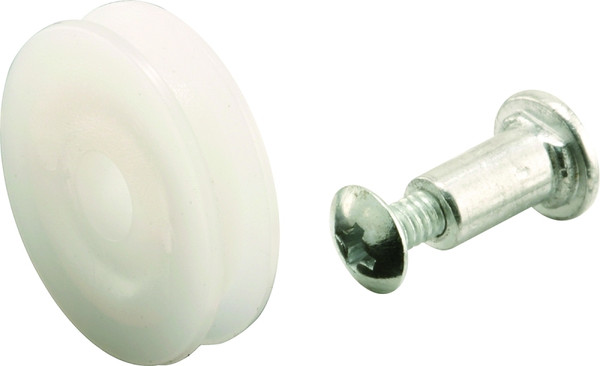 Prime-Line B 551 Door Roller, 1 in Dia Roller, 7/32 in W Roller, Nylon, White, 2-Roller, Bottom Mounting [SKU: ORG2448223]