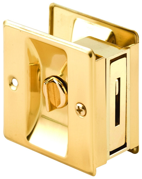 Prime-Line N 6771 Pocket Door Lock and Pull, Brass, Polished Brass [SKU: ORG9253063]