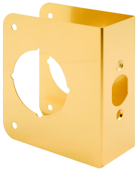 Prime-Line U 9556 Lock and Door Reinforcer, 2-3/8 in Backset, 1-3/4 in Thick Door, Brass, Brass, 4-1/2 in H, 3-7/8 in W [SKU: ORG6515563]