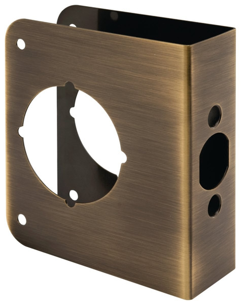 Prime-Line U 9572 Lock and Door Reinforcer, 2-3/8 in Backset, 1-3/8 in Thick Door, Brass, Antique Brass, 4-1/2 in H [SKU: ORG0265801]