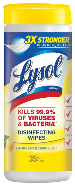 Lysol 1920081145 Disinfecting Wipes Can, Lemon Lime Blossom, Clear [SKU: ORG4925400]