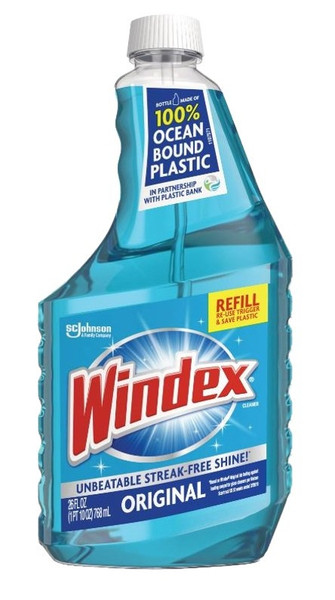 Windex 377 Glass Cleaner Refill, 26 oz Bottle, Liquid, Original [SKU: ORG1480995]