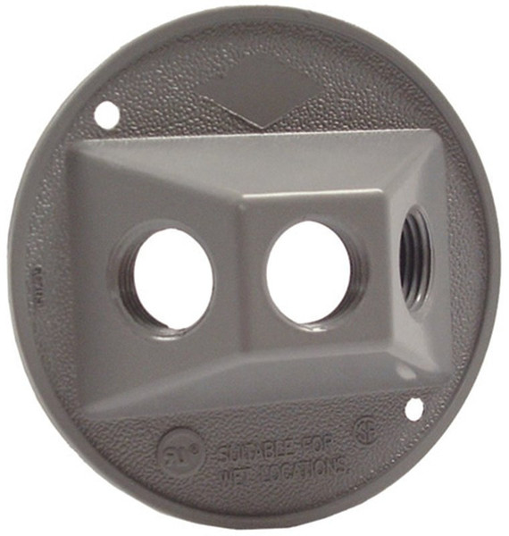 HUBBELL 5197-5 Cluster Cover, 4-1/8 in Dia, 4-1/8 in W, Round, Metal, Gray, Powder-Coated [SKU: ORG1328046]