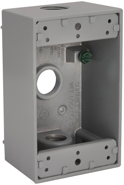 BELL 5320-0 Weatherproof Box, 3 -Outlet, 1 -Gang, Aluminum, Gray, Powder-Coated [SKU: ORG6927453]