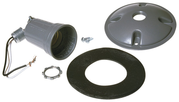 HUBBELL 5624-0 Cover, 3-21/64 in L, 4-1/8 in W, Round, Metal, Gray, Powder-Coated [SKU: ORG1330398]