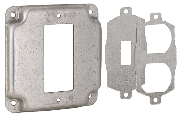 RACO 808U Universal Exposed Work Cover, 0.562 in L, 4-1/8 in W, Square, 1 -Gang, Steel, Silver [SKU: ORG8297285]