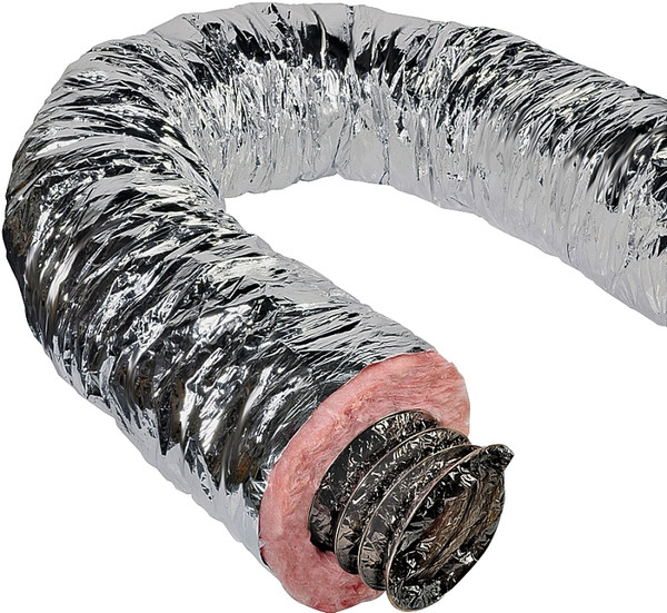 Master Flow F6IFD12X300 Insulated Flexible Duct, 12 in, 25 ft L, Fiberglass, Silver [SKU: ORG8628646]