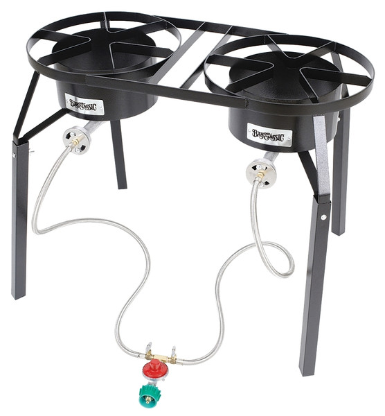 Bayou Classic DB250 Dual-Burner Cooker, 2-Burner, LPG, 100,000 Btu, Manual Ignition, Steel [SKU: ORG6603740]