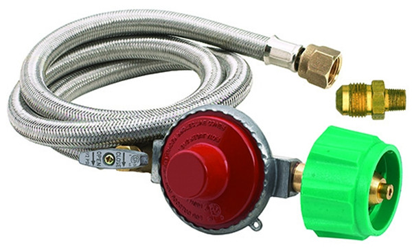 Bayou Classic M5HPR-1 Hose and Regulator, 3/8 in Connection, 48 in L Hose, Stainless Steel [SKU: ORG9396433]