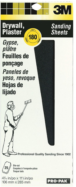 3M 99439 Sanding Screen, 11 in L, 4-3/16 in W, 180 Grit, Very Fine, Silicone Carbide Abrasive, Cloth Backing [SKU: ORG9442880]