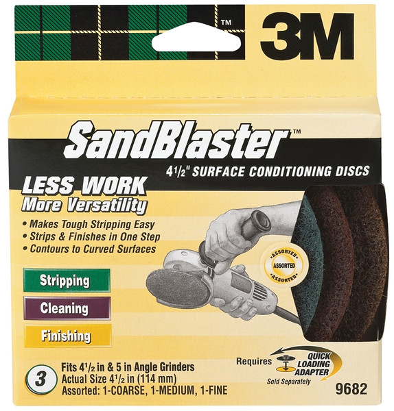 3M SandBlaster 9682 Grinding Disc Kit, 4-1/2 in Dia, Cubitron Ceramic Mineral Abrasive, Nylon Backing [SKU: ORG6374862]