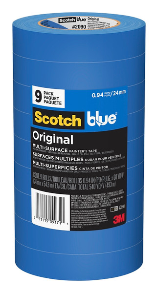 ScotchBlue 2090-24A-CP Painter's Tape, 60 yd L, 1 in W, Crepe Paper Backing, Blue [SKU: ORG7030703]