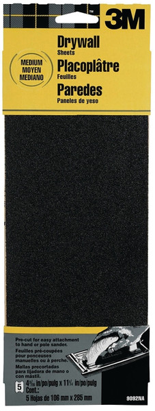 3M 9092 Sandpaper, 11 in L, 4-3/16 in W, 100 Grit, Medium, Silicone Carbide Abrasive [SKU: ORG6386114]