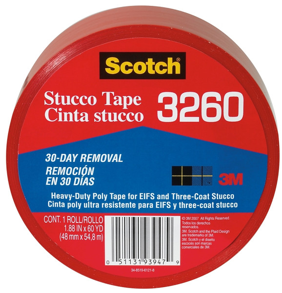 Scotch 3260-A Duct Tape, 60 yd L, 1.88 in W, Polyvinyl Backing, Pink/Red [SKU: ORG5382429]