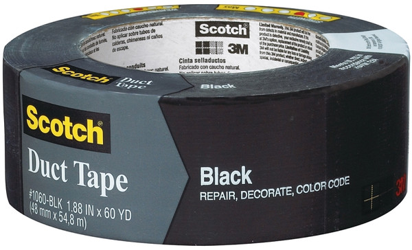 Scotch 3960-BK Duct Tape, 60 yd L, 1.88 in W, Black [SKU: ORG9640327]