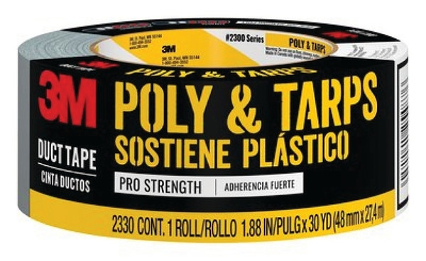 Scotch 2330-C Duct Tape, 30 yd L, 1.88 in W, Vinyl Backing, Gray [SKU: ORG5203815]