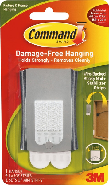 Command 17048 Universal Picture Hanger, 8 lb, Metal, Sticky Nail Mounting [SKU: ORG2946879]