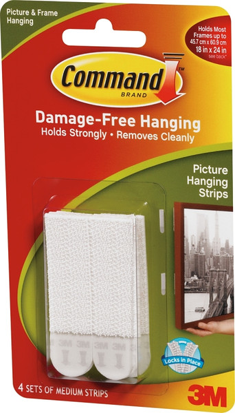 Command 17201-4PK Picture Hanging Strip, 3 lb/set, Foam, White [SKU: ORG7777147]