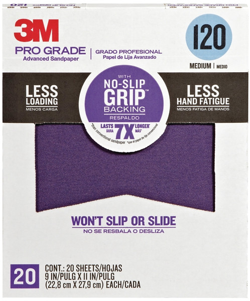 Scotch 26120CP-P-G Sandpaper Sheet, 11 in L, 9 in W, Medium, 120 Grit, Aluminum Oxide Abrasive, Paper Backing [SKU: ORG6567804]