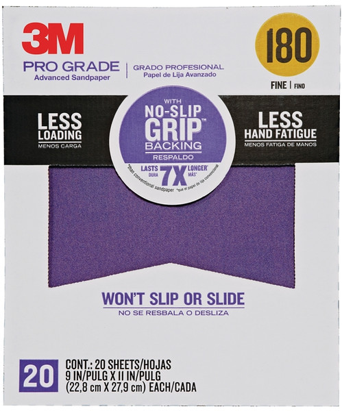 3M 25180NA Sandpaper, 11 in L, 9 in W, 180 Grit [SKU: ORG6567838]