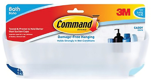 Command BATH11-ES Shower Caddy, Plastic, 4-5/8 in OAW, 11-3/8 in OAH, 4-3/4 in OAD, 7-1/2 lb [SKU: ORG8328585]