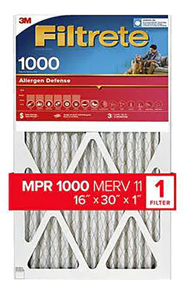 Filtrete AL27-4 Air Filter, 16 in L, 30 in W, 11 MERV, 1000 MPR, Polypropylene Frame [SKU: ORG1615004]