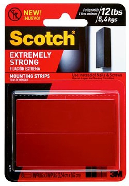 Scotch 414P-ST Mounting Strip, 3 in L, 1 in W, Black [SKU: ORG4803888]