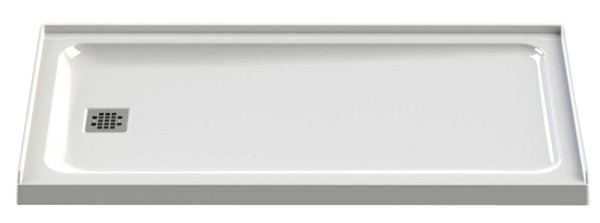 BOOTZ 010-1001-00 Shower Base, 60 in L, 30 in W, 5 in H, Steel, White, Alcove Installation [SKU: ORG1079730]