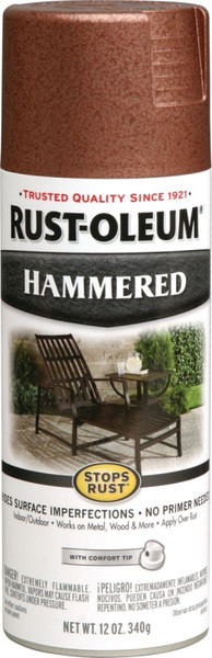 RUST-OLEUM STOPS RUST 210849 Spray Paint, Hammered, Copper, 12 oz, Aerosol Can [SKU: ORG2126514]