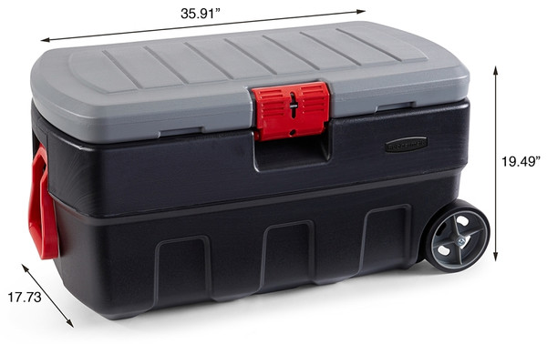 United Solutions RMAP350005 Lockable Storage Box, 35 gal Volume, HDPE, Black/Gray/Red, 36 in L, 19 in W, 17 in H [SKU: ORG7450935]