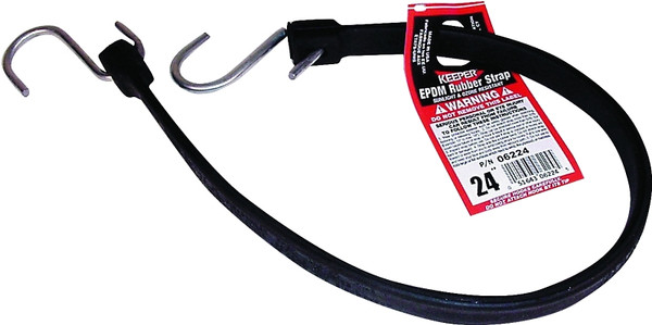 KEEPER 06224 Strap, 3/4 in W, 24 in L, EPDM Rubber, Black, S-Hook End [SKU: ORG6714182]