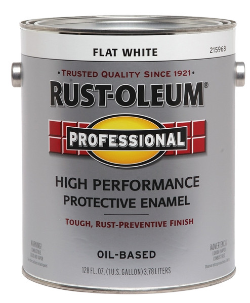 RUST-OLEUM PROFESSIONAL 215968 Protective Enamel, Flat, White, 1 gal Can [SKU: ORG7885908]