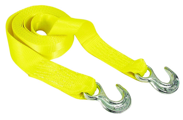 KEEPER 89815 Tow Strap, 12,000 lb Rope, 5000 lb Vehicle, 2 in W, 15 ft L, Hook End, Polyester, Yellow [SKU: ORG5347810]
