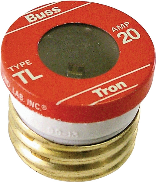 Bussmann BP/TL-20 Plug Fuse, 20 A, 125 V, 10 kA Interrupt, Plastic Body, Time Delay Fuse [SKU: ORG6196364]