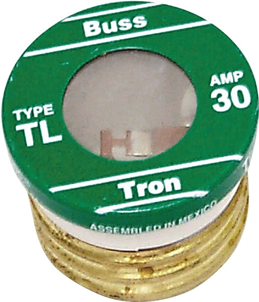 Bussmann BP/TL-30 Plug Fuse, 30 A, 125 V, 10 kA Interrupt, Plastic Body, Time Delay Fuse [SKU: ORG6196398]
