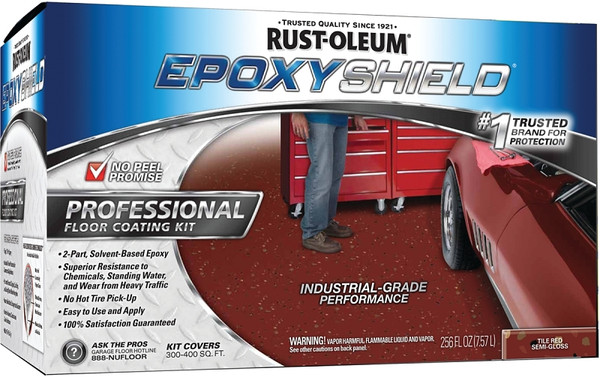 RUST-OLEUM EPOXYSHIELD 238468 Floor Coating Kit, Semi-Gloss, Tile Red, Liquid [SKU: ORG7804230]