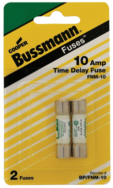 Bussmann BP/FNM-10 Time Delay Fuse, 10 A, 250 V, 200 A, 10 kA Interrupt, Melamine Body [SKU: ORG8196966]