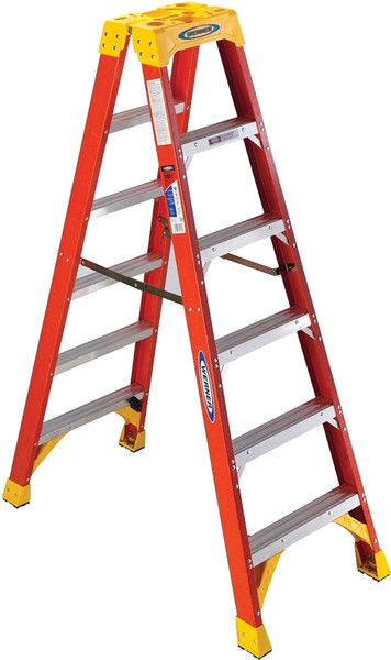 WERNER T6200 Series T6206 Twin Ladder, 10 ft Max Reach H, 5-Step, 300 lb, Type IA Duty Rating, 3 in D Step, Fiberglass [SKU: ORG5867601]