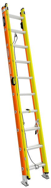 WERNER GLIDESAFE T6200-2GS Series T6220-2GS Extension Ladder, 19 ft H Reach, 300 lb, 20-Step, Fiberglass, Orange/Yellow [SKU: ORG7439995]