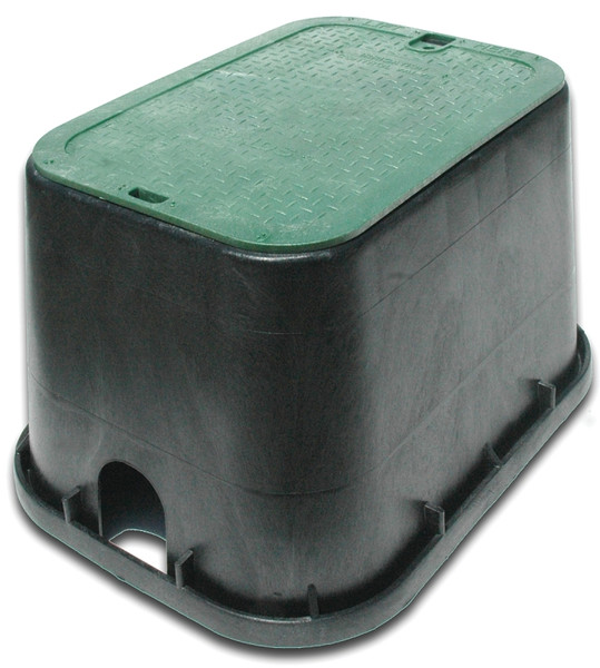 NDS 113BC Valve Box with Overlapping ICV Cover, 21 in L, 12 in H, 2-3/4 x 2-1/2 in Pipe Slots, Polyolefin [SKU: ORG6858617]