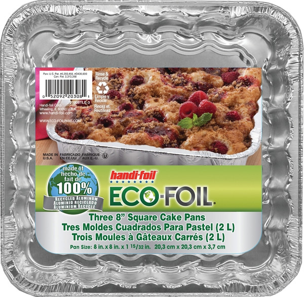 HANDI-FOIL 20308TL-15 Cake Pan, Square, 8 in OAL, Aluminum [SKU: ORG6560890]