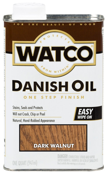 WATCO 242220 Danish Oil, Dark Walnut, Liquid, 1 qt, Can [SKU: ORG4210977]