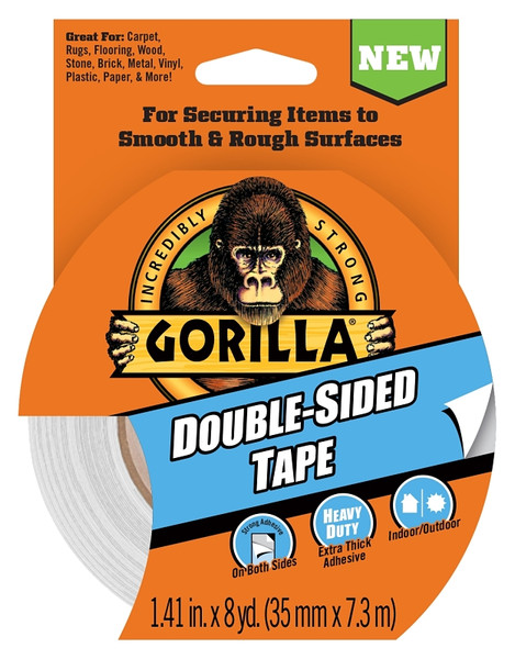 Gorilla 100925 Double Sided Tape, 8 yd L, 1.41 in W, Gray [SKU: ORG5122403]