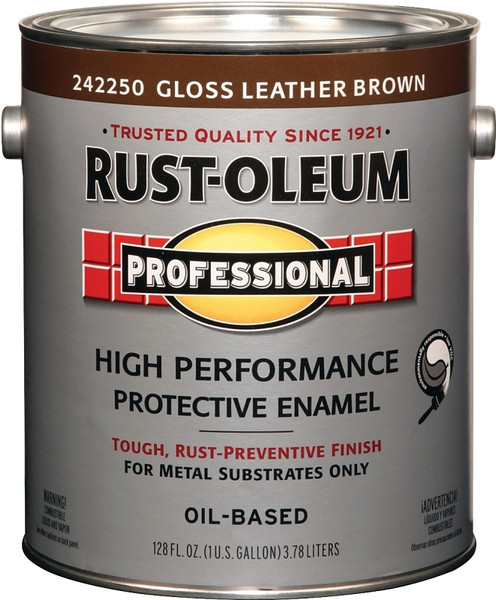 RUST-OLEUM PROFESSIONAL 242250 Protective Enamel, Gloss, Leather Brown, 1 gal Can [SKU: ORG2406593]