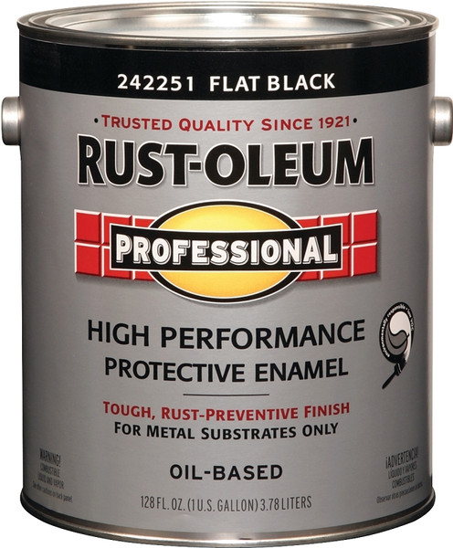 RUST-OLEUM PROFESSIONAL 242251 Protective Enamel, Flat, Black, 1 gal Can [SKU: ORG4376257]