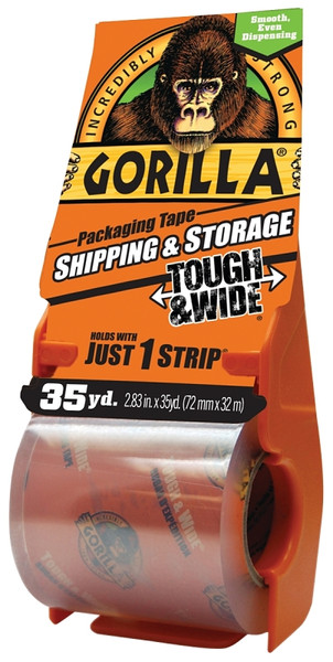 Gorilla 6045002 Packaging Tape, 35 yd L, 2.83 in W, Crystal Clear [SKU: ORG5121504]