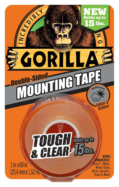 Gorilla Tough & Clear 6065003 Mounting Tape, 60 in L, 1 in W, Clear [SKU: ORG5121520]