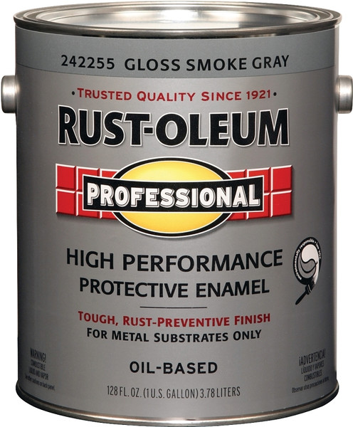 RUST-OLEUM PROFESSIONAL 242255 Protective Enamel, Gloss, Smoke Gray, 1 gal Can [SKU: ORG2326759]