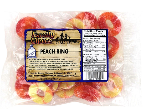 Family Choice 1129 Candy, Peach Flavor, 8 oz [SKU: ORG4368346]
